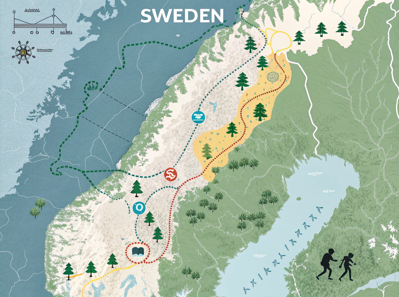 Karta över vandringsplatser i Sverige