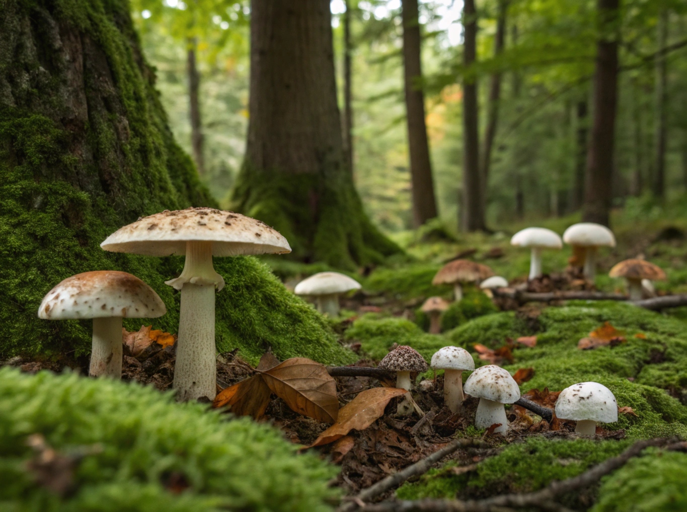 Vild och ätbar svamp i skogen